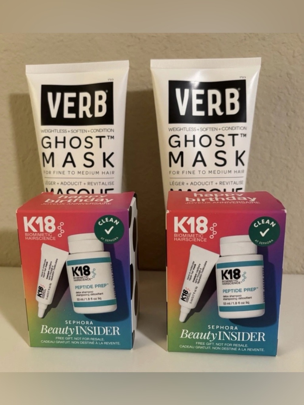 K18 Peptide Prep Detox Shampoo & Hair Mask
Sephora Set x2 + Verb Ghost
Mask × 2